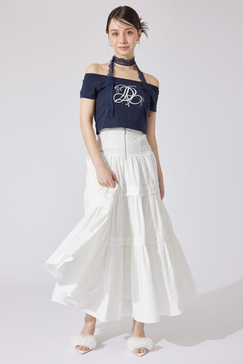 rienda「ウエストシャーリングタックデザインフレアスカート」|スカート|