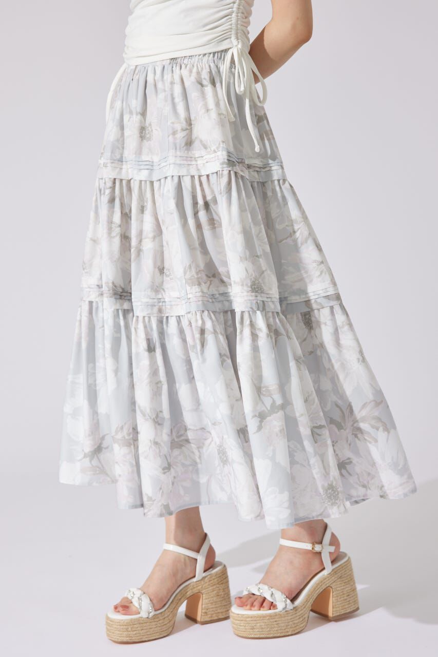 rienda「ウエストシャーリングタックデザインフレアスカート」|スカート|