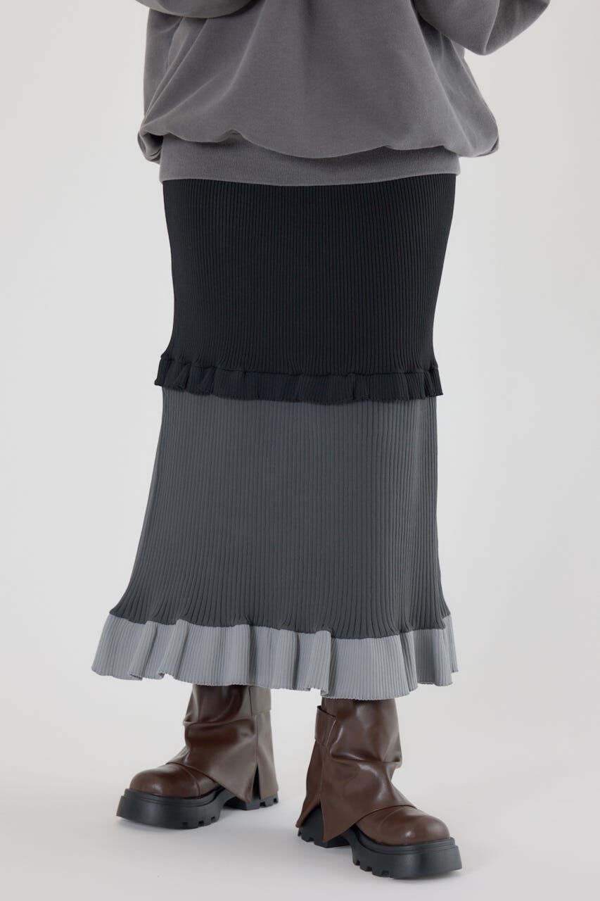 RODEO CROWNS「A-LIGHT フリル切替ニットスカート」|スカート|BLK