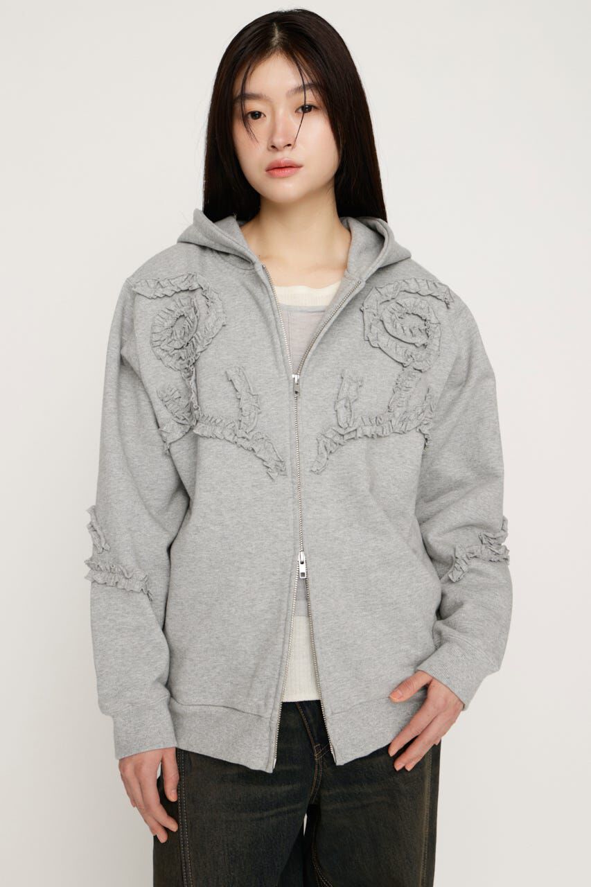 SLY「FRILL ZIP UP HOODIE」|パーカー|