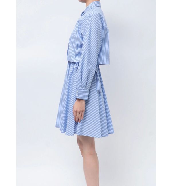 CALNAMUR「SHIRTS&times;SHIRRING MINI OP SET/シャツ&times;シャーリングミニワンピースセット」|ワンピース|