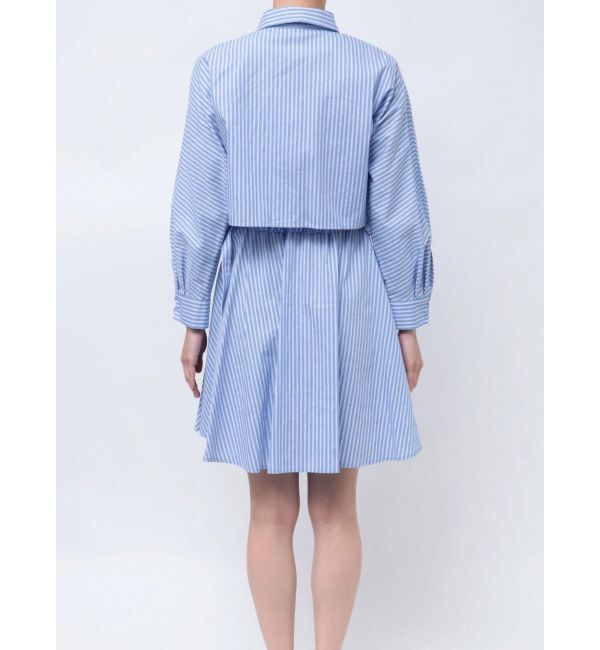 CALNAMUR「SHIRTS&times;SHIRRING MINI OP SET/シャツ&times;シャーリングミニワンピースセット」|ワンピース|