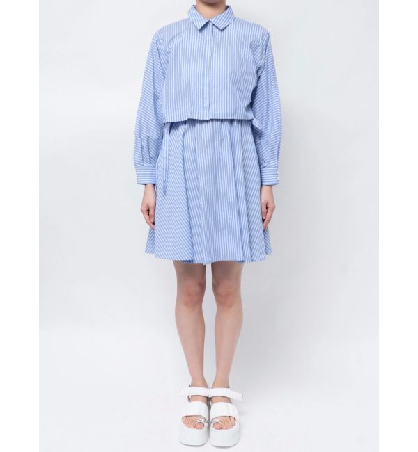 CALNAMUR「SHIRTS&times;SHIRRING MINI OP SET/シャツ&times;シャーリングミニワンピースセット」|ワンピース|