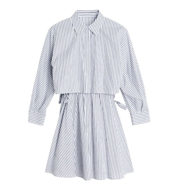 CALNAMUR「SHIRTS&times;SHIRRING MINI OP SET/シャツ&times;シャーリングミニワンピースセット」|ワンピース|