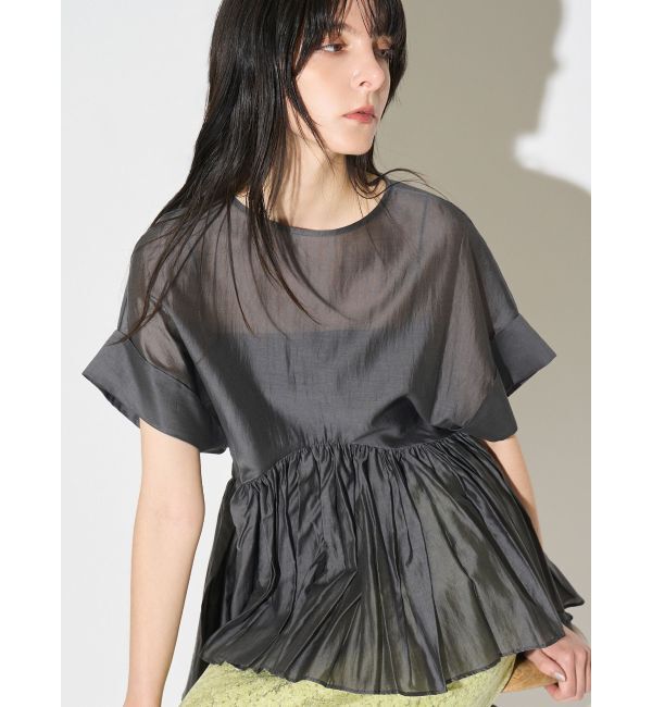 ELENDEEK「ROLL UP PEPLUM BL」|シャツ・ブラウス|チャコールグレー