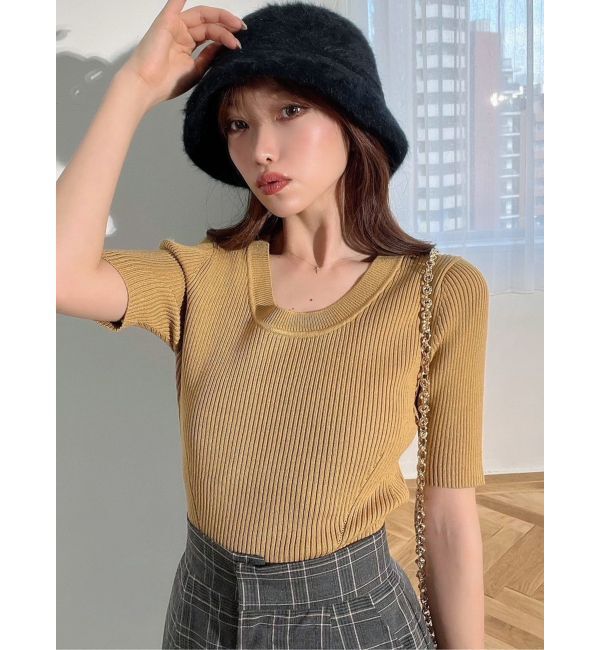 RESEXXY「ラウンドネックリブニットトップス」|ニット・セーター|