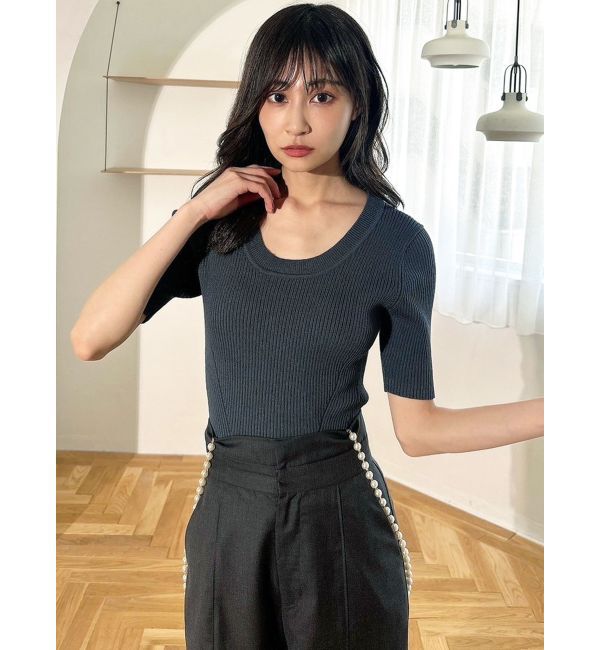 RESEXXY「ラウンドネックリブニットトップス」|ニット・セーター|