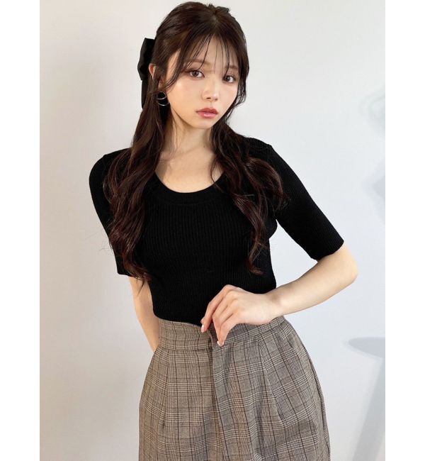 RESEXXY「ラウンドネックリブニットトップス」|ニット・セーター|