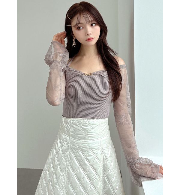 RESEXXY「オフショルレースニットトップス」|ニット・セーター|