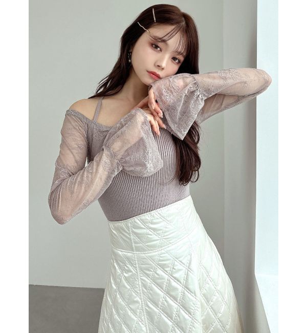 RESEXXY「オフショルレースニットトップス」|ニット・セーター|