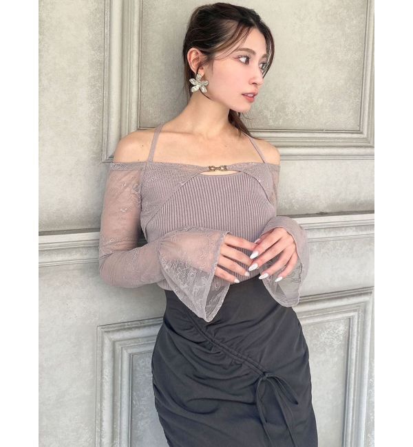 RESEXXY「オフショルレースニットトップス」|ニット・セーター|