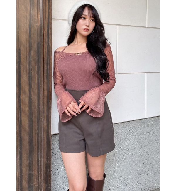 RESEXXY「オフショルレースニットトップス」|ニット・セーター|