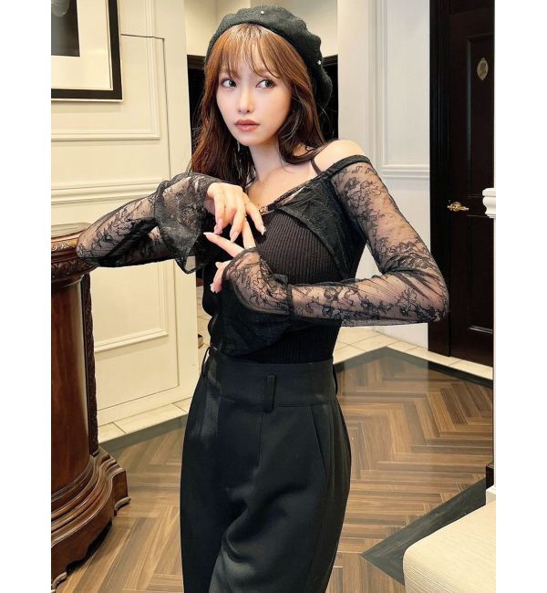 RESEXXY「オフショルレースニットトップス」|ニット・セーター|