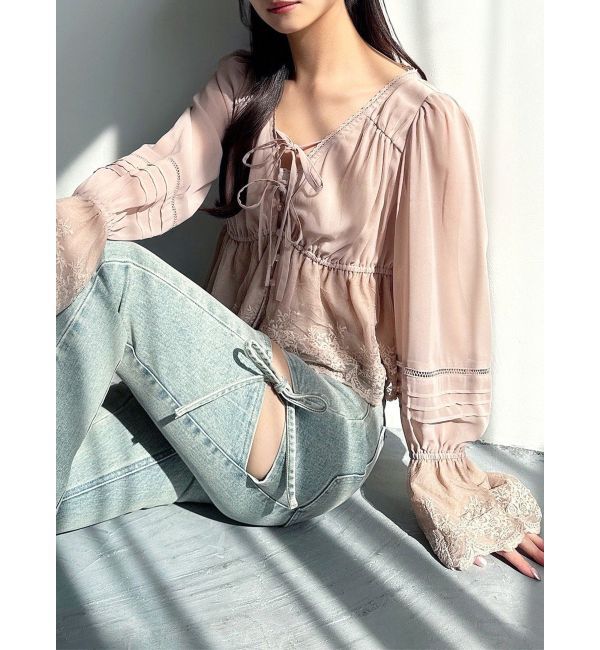 RESEXXY「エンブロイダリーレースブラウス」|シャツ・ブラウス|ピンク