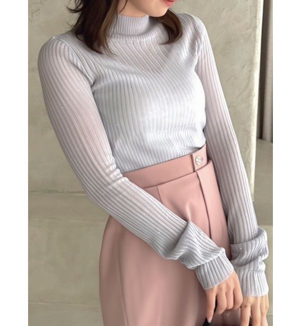 dazzlin「ハイネックミニスパンコールシアーニット」|ニット・セーター|