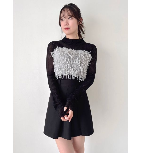 dazzlin「ハイネックミニスパンコールシアーニット」|ニット・セーター|