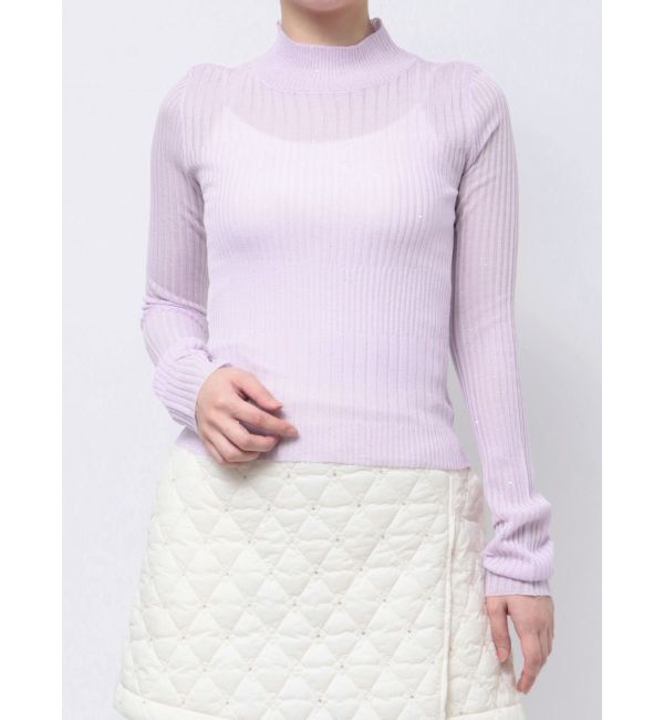 dazzlin「ハイネックミニスパンコールシアーニット」|ニット・セーター|パープル
