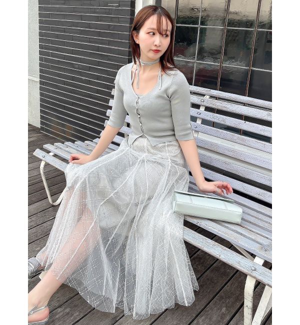 dazzlin「ハーフスリーブレイヤードカーデトップス」|ニット・セーター|