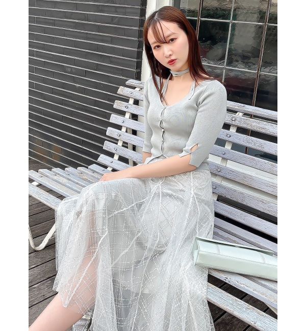 dazzlin「ハーフスリーブレイヤードカーデトップス」|ニット・セーター|