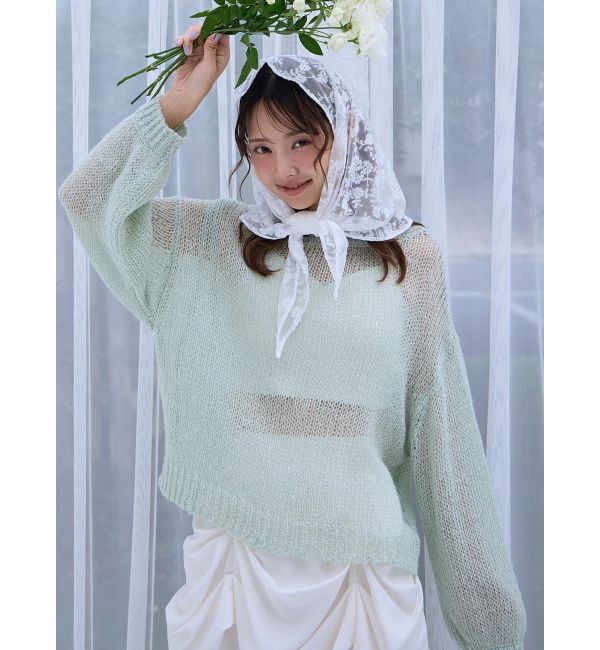 dazzlin「バックリボンスパンコールモヘアタッチニット」|ニット・セーター|