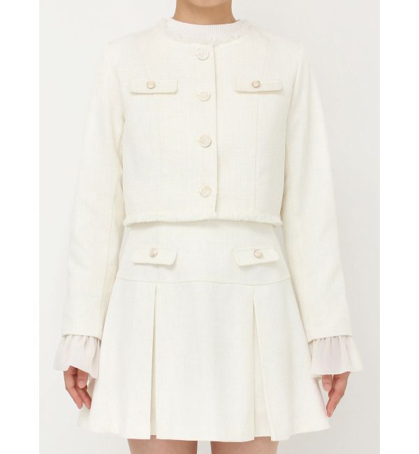 dazzlin「2WAYシングルツイードジャケット」|ノーカラージャケット|