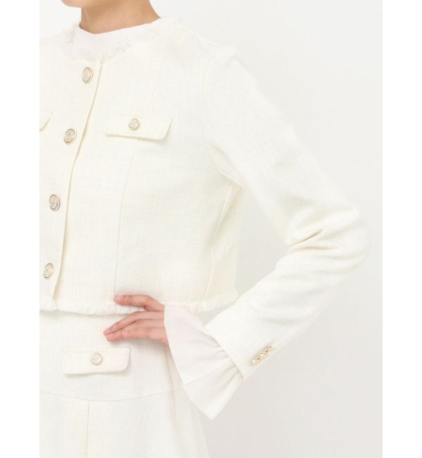 dazzlin「2WAYシングルツイードジャケット」|ノーカラージャケット|