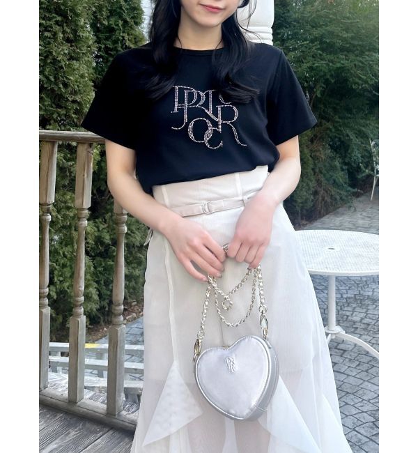 dazzlin「【UV】ラインストーングラフィックロゴTシャツ」|Tシャツ・カットソー|ブラック