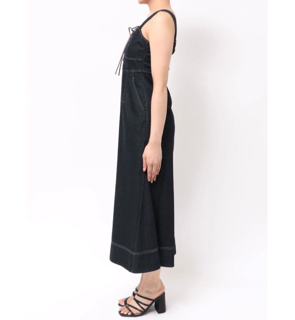 MERCURYDUO「デニムレースアップジャンスカ」|ジャンパースカート|