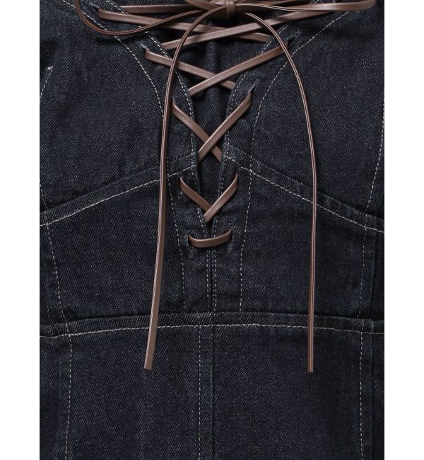 MERCURYDUO「デニムレースアップジャンスカ」|ジャンパースカート|