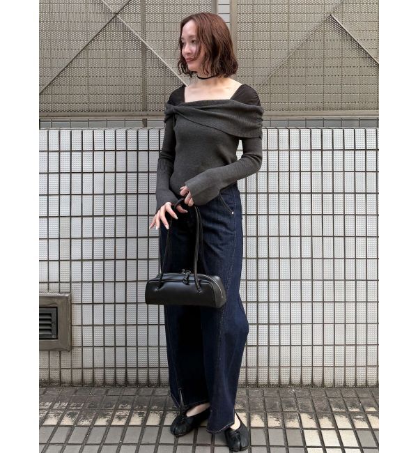 LAGUNAMOON「チュールコンビオフショルニットプルオーバー」|ニット・セーター|