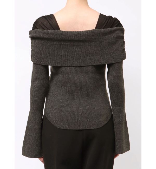 LAGUNAMOON「チュールコンビオフショルニットプルオーバー」|ニット・セーター|