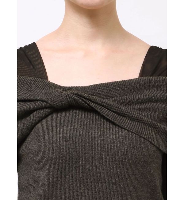 LAGUNAMOON「チュールコンビオフショルニットプルオーバー」|ニット・セーター|