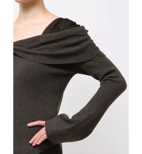 LAGUNAMOON「チュールコンビオフショルニットプルオーバー」|ニット・セーター|