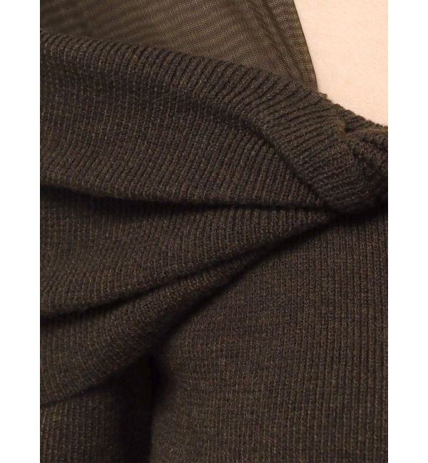 LAGUNAMOON「チュールコンビオフショルニットプルオーバー」|ニット・セーター|