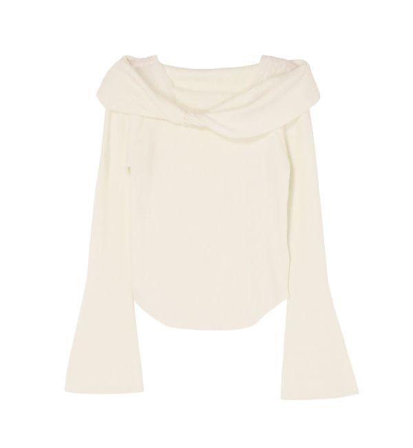 LAGUNAMOON「チュールコンビオフショルニットプルオーバー」|ニット・セーター|