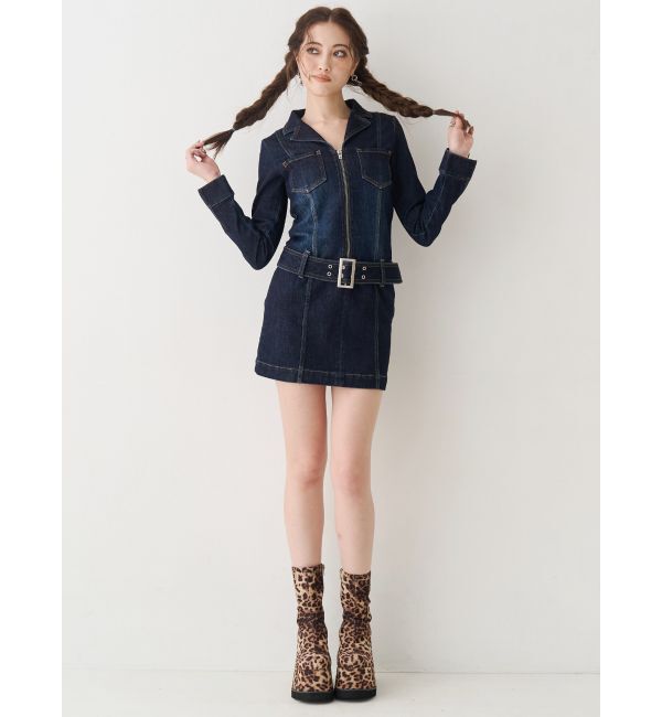 EVRIS「ストレッチデニムシャツミニワンピース」|ワンピース|
