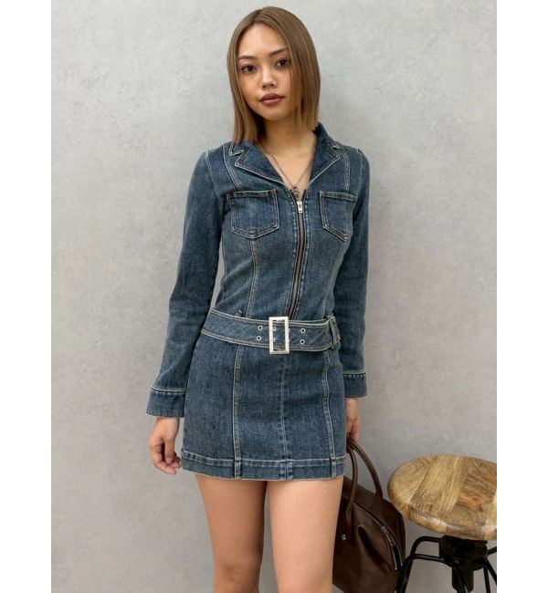 EVRIS「ストレッチデニムシャツミニワンピース」|ワンピース|