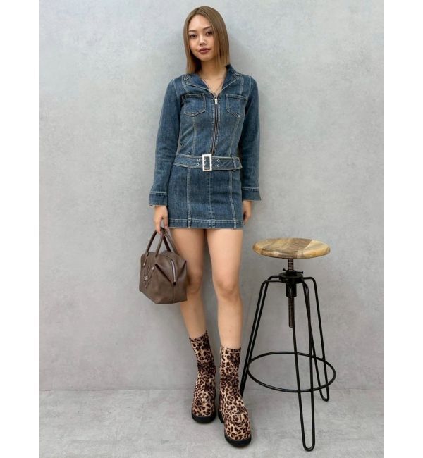 EVRIS「ストレッチデニムシャツミニワンピース」|ワンピース|