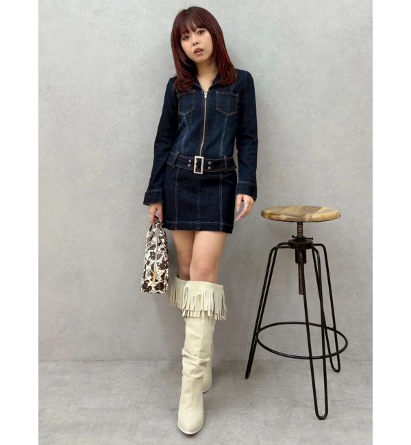 EVRIS「ストレッチデニムシャツミニワンピース」|ワンピース|