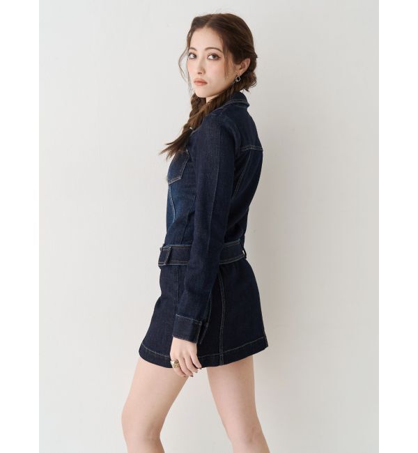 EVRIS「ストレッチデニムシャツミニワンピース」|ワンピース|