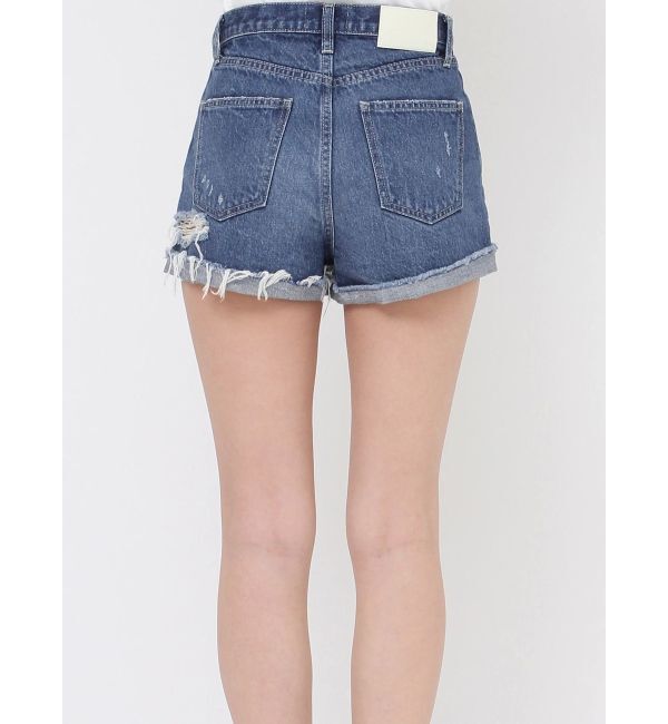 GYDA「ジャストウエストダメージデニムショートパンツ」|デニム|