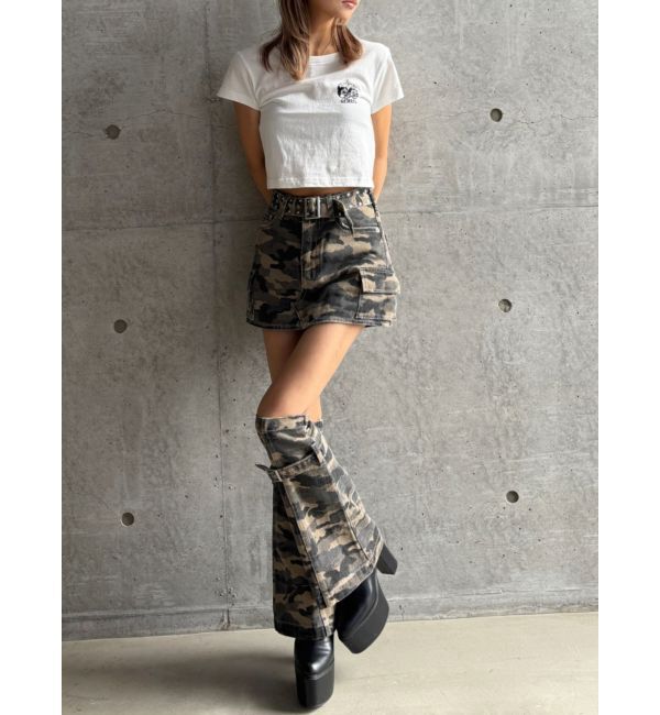 GYDA「【TINY】レッグウォーマー付きミニスカートライクショートパンツ」|スカート|