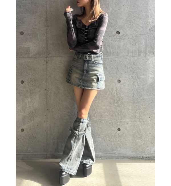 GYDA「【TINY】レッグウォーマー付きミニスカートライクショートパンツ」|スカート|