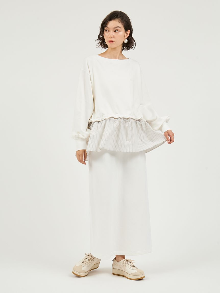 emmi atelier「布帛ドッキング裏毛セットアップ」|ワンピース|WHT