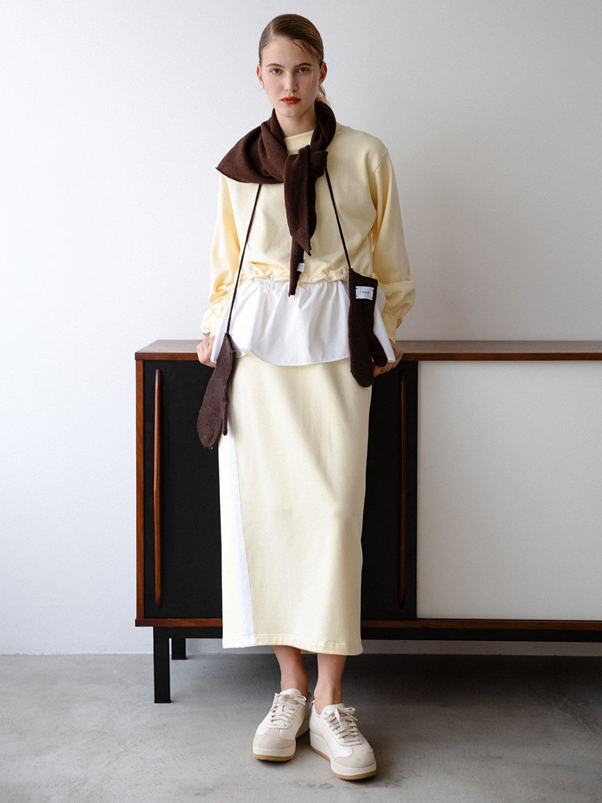 emmi atelier「布帛ドッキング裏毛セットアップ」|ワンピース|YEL