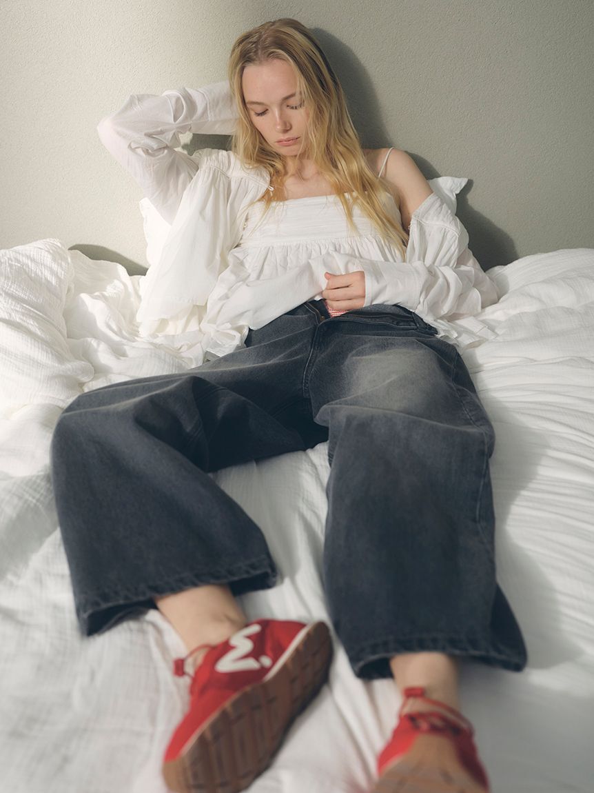 emmi atelier「ウエストゴムルーズデニムパンツ」|デニム|