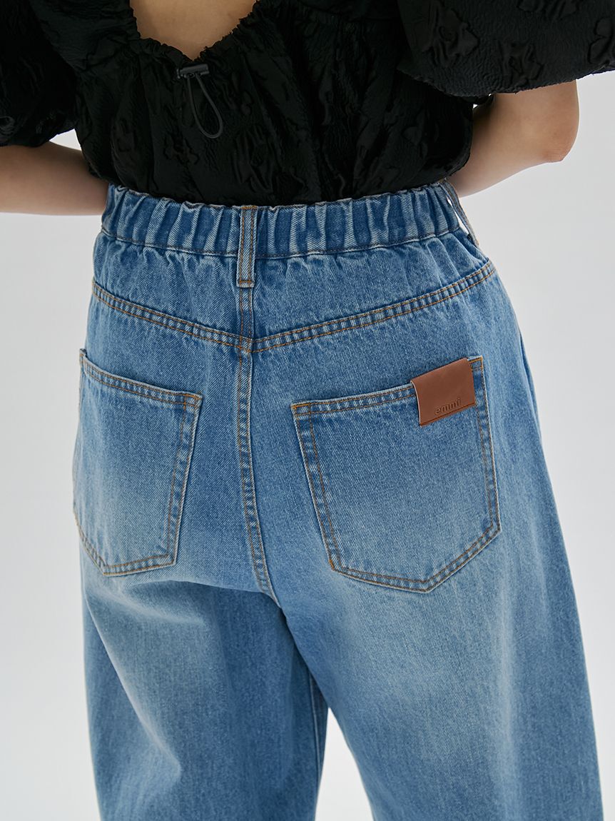 emmi atelier「ウエストゴムルーズデニムパンツ」|デニム|