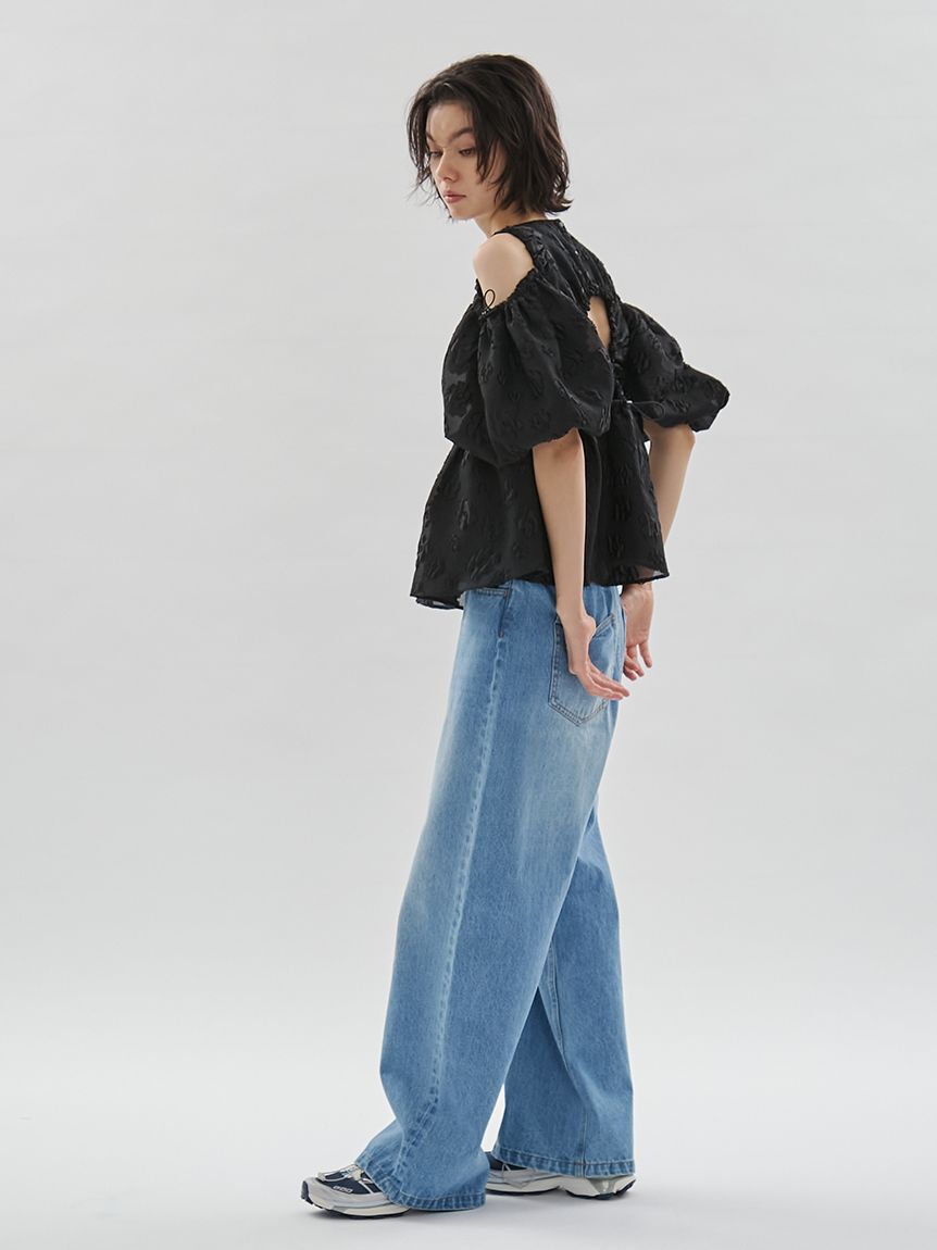 emmi atelier「ウエストゴムルーズデニムパンツ」|デニム|