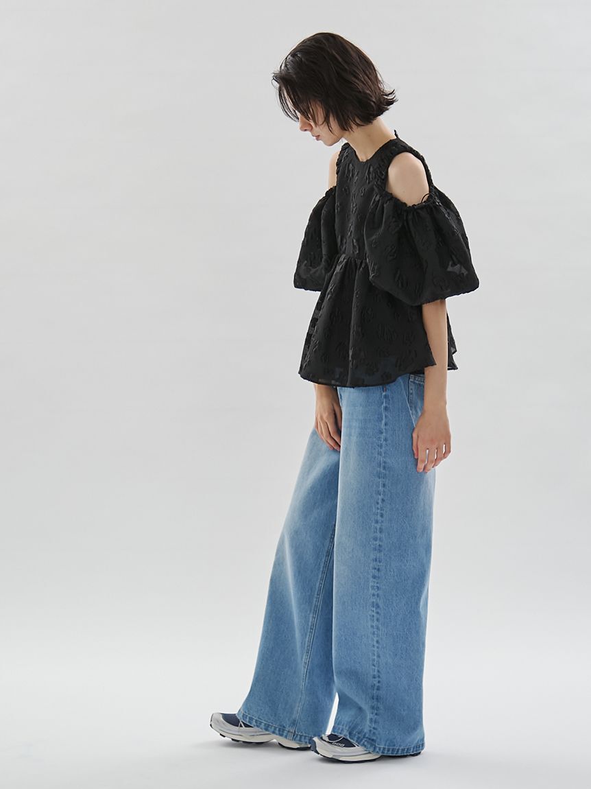 emmi atelier「ウエストゴムルーズデニムパンツ」|デニム|