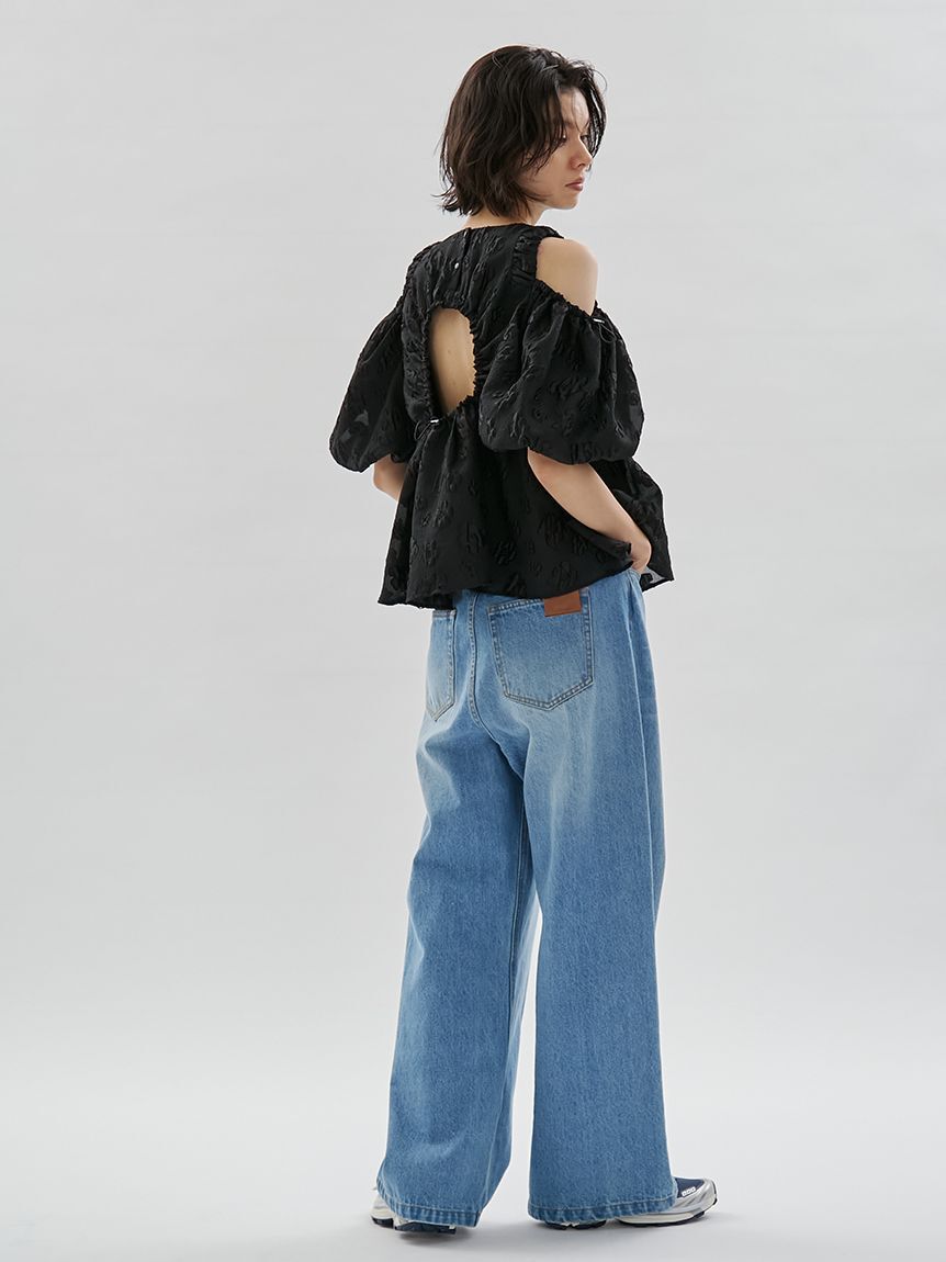 emmi atelier「ウエストゴムルーズデニムパンツ」|デニム|